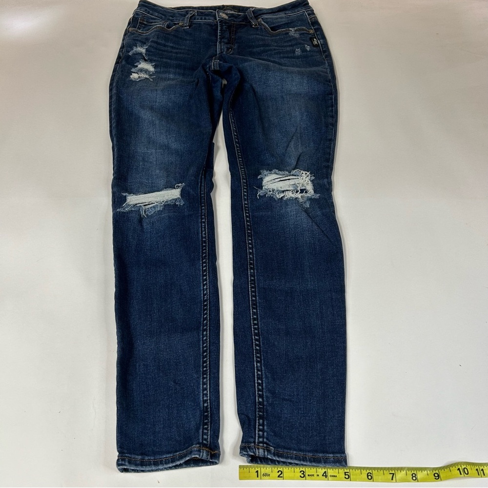 Silver Jeans Women’s Suki Skinny W29/L29 Dark Wash Distressed Blue Denim #1536 - Picture 2 of 14